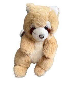 Vintage Plush Raccoon Stuffed Animal Toy 12" Tan & White With Striped Tail